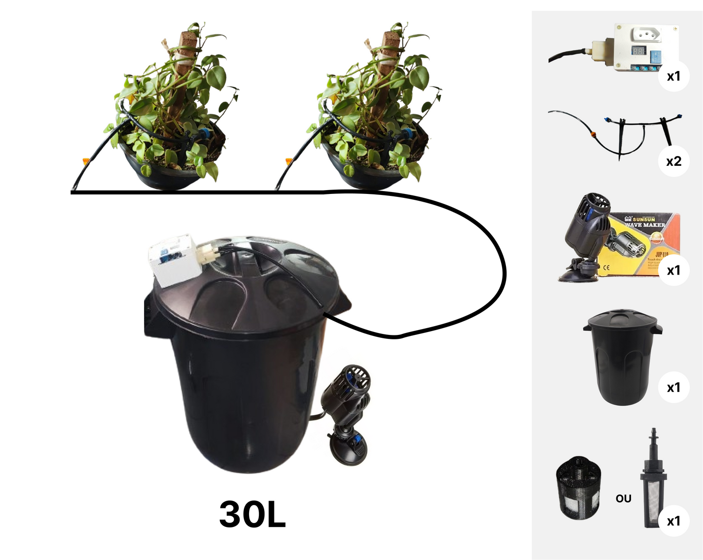 Kit (2 pots) Automatic Drip Irrigation