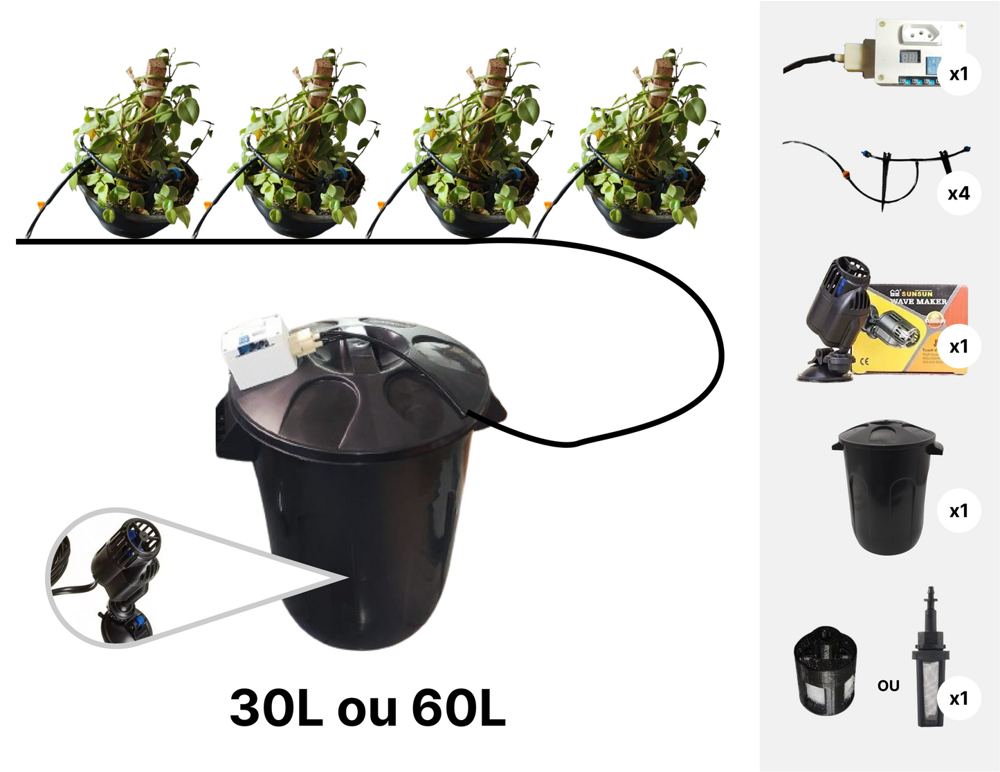 Kit (4 pots) Automatic Drip Irrigation