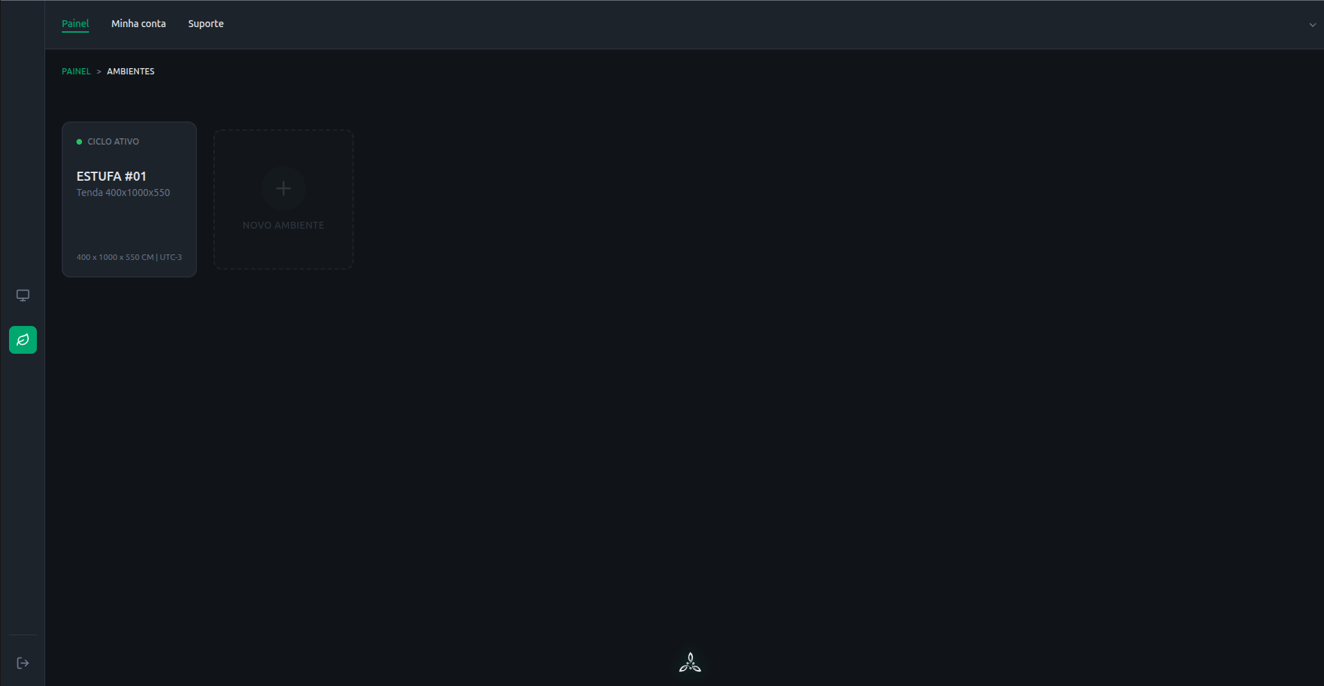 Painel DeepGarden — Ambientes: captura
